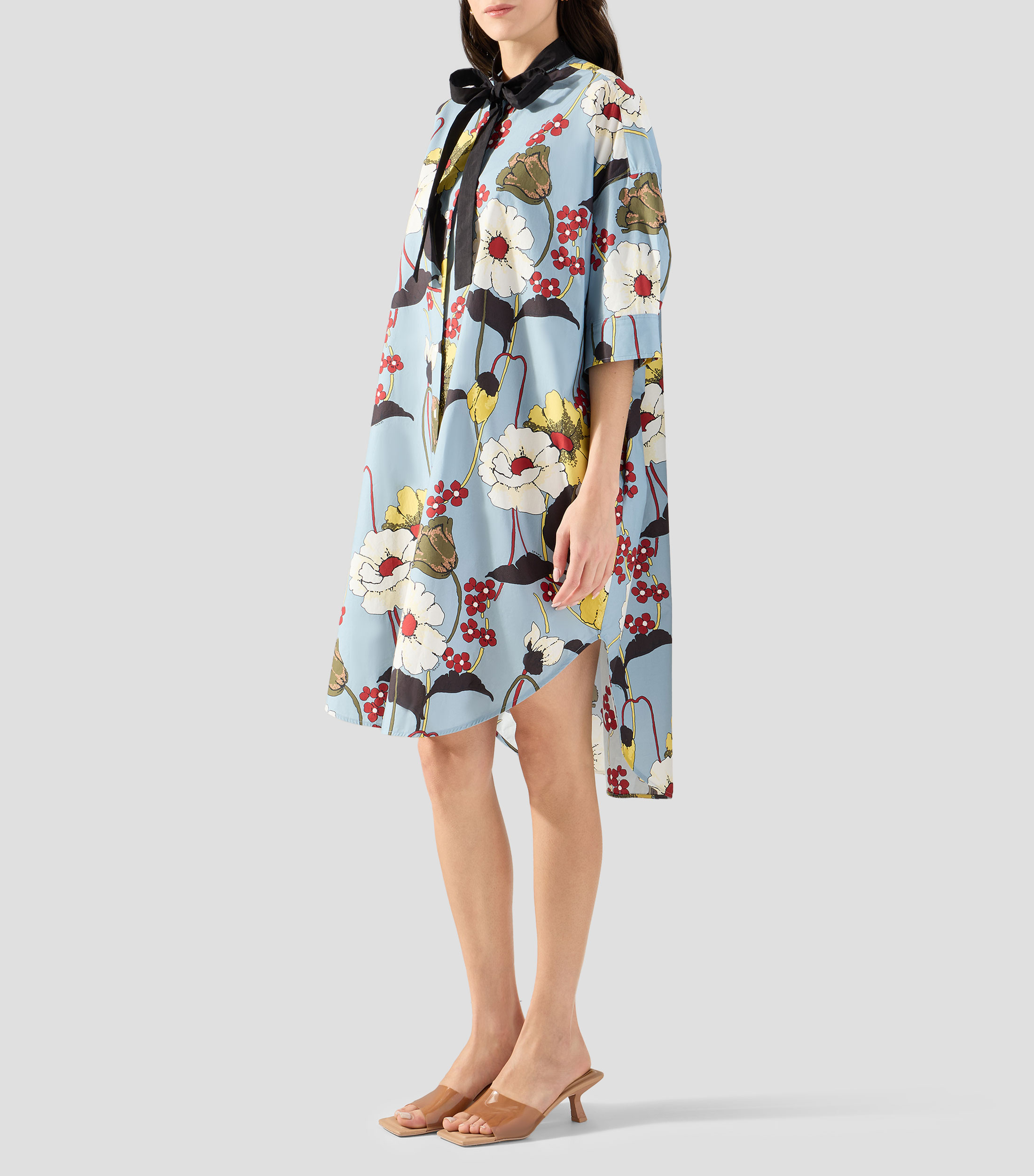 Vestido midi manga 3/4 estampado Mujer